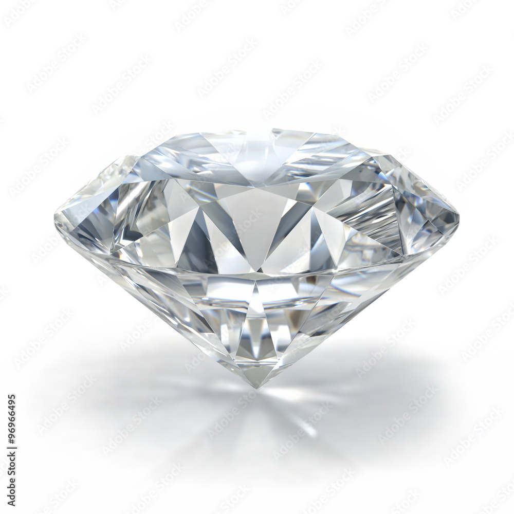 Picture Diamond Jewel On White Background Beautiful Sparkling Shining 