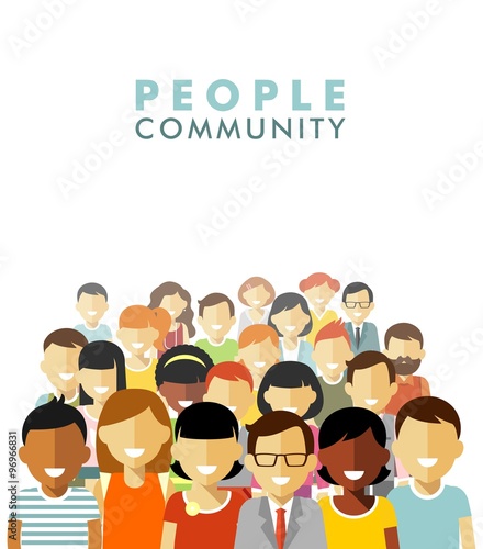 Modern multicultural society concept with people in flat style
