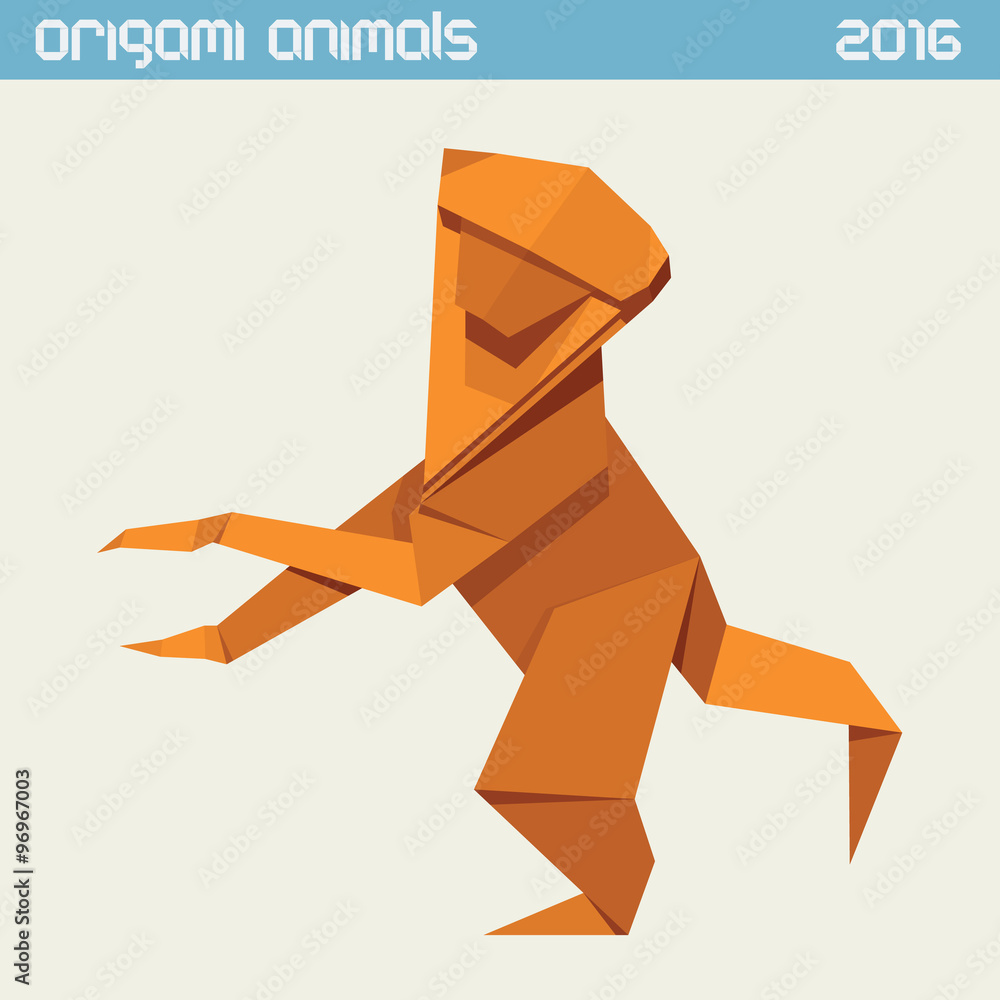 Fototapeta premium Origami monkey. Vector simple flat illustration. New Year 2016