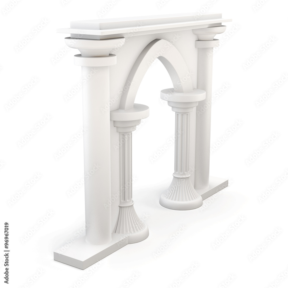 Obraz premium Column arc isolated on white background. 3d rendering.