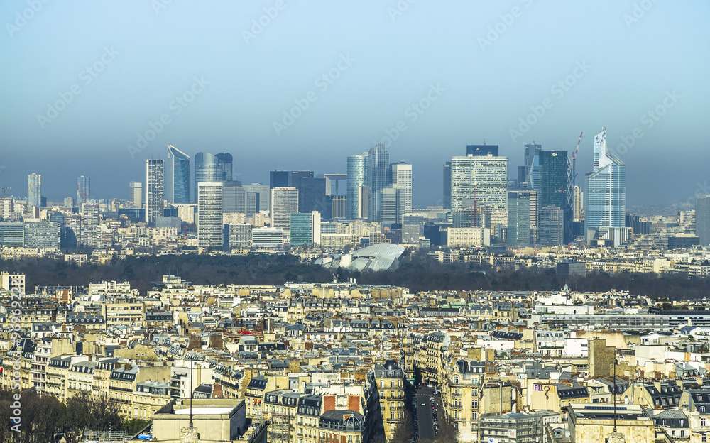 View on La Defense from Eiffel Tower in Paris