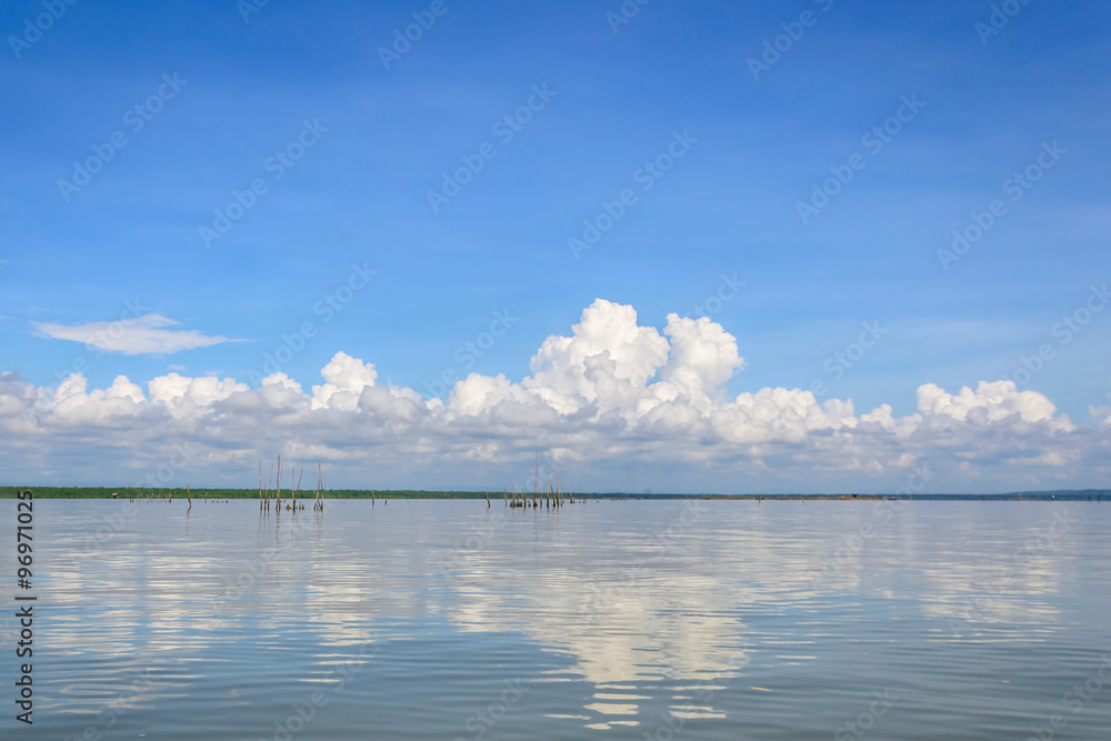 Beautiful Blue sky and cloud over the Gulf of thailand
