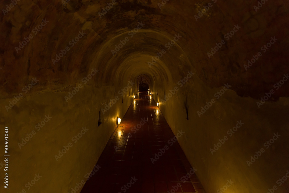 tunnel in wat umong temple, chiang mai, travel northern thailand