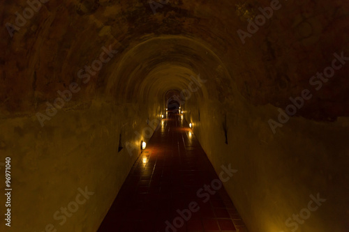 tunnel in wat umong temple, chiang mai, travel northern thailand