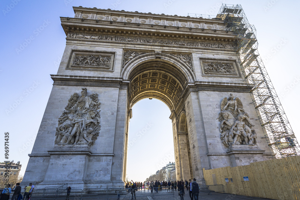 The Arc de Triomphe in Paris at daylight