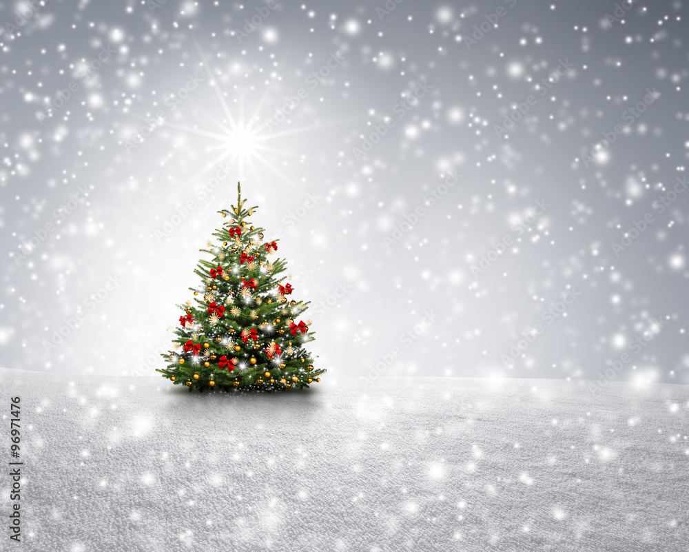 Weihnachtsbaum mit Schneeflocken