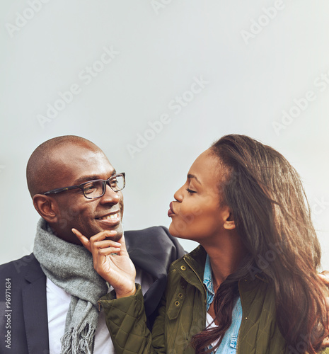 Loving African American couple on a date