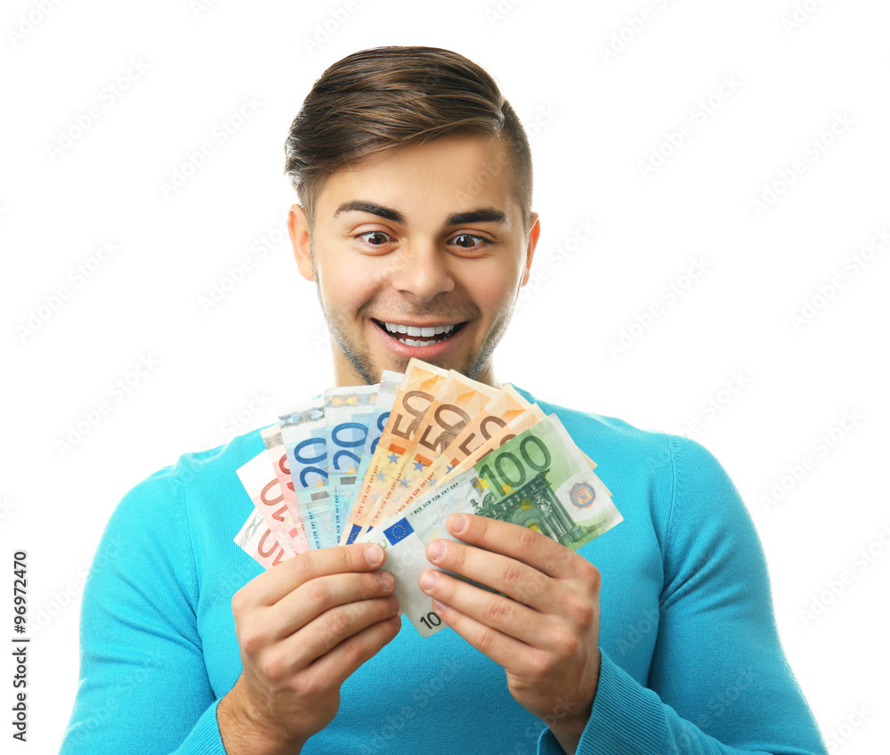 Man holding money isolated on white Man holding money isolated on white