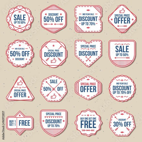 Discount sale free labels, banner and badges vector set