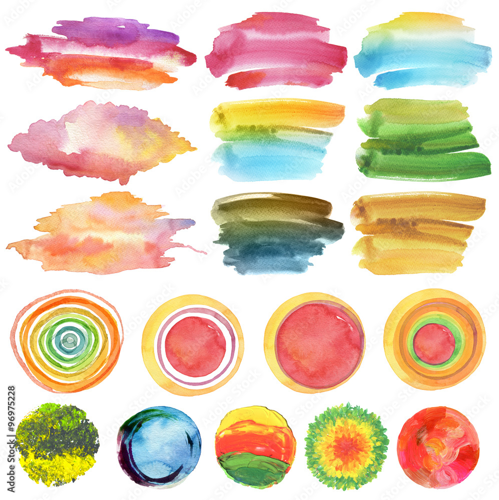 Fototapeta premium Set of watercolor painted design elements.