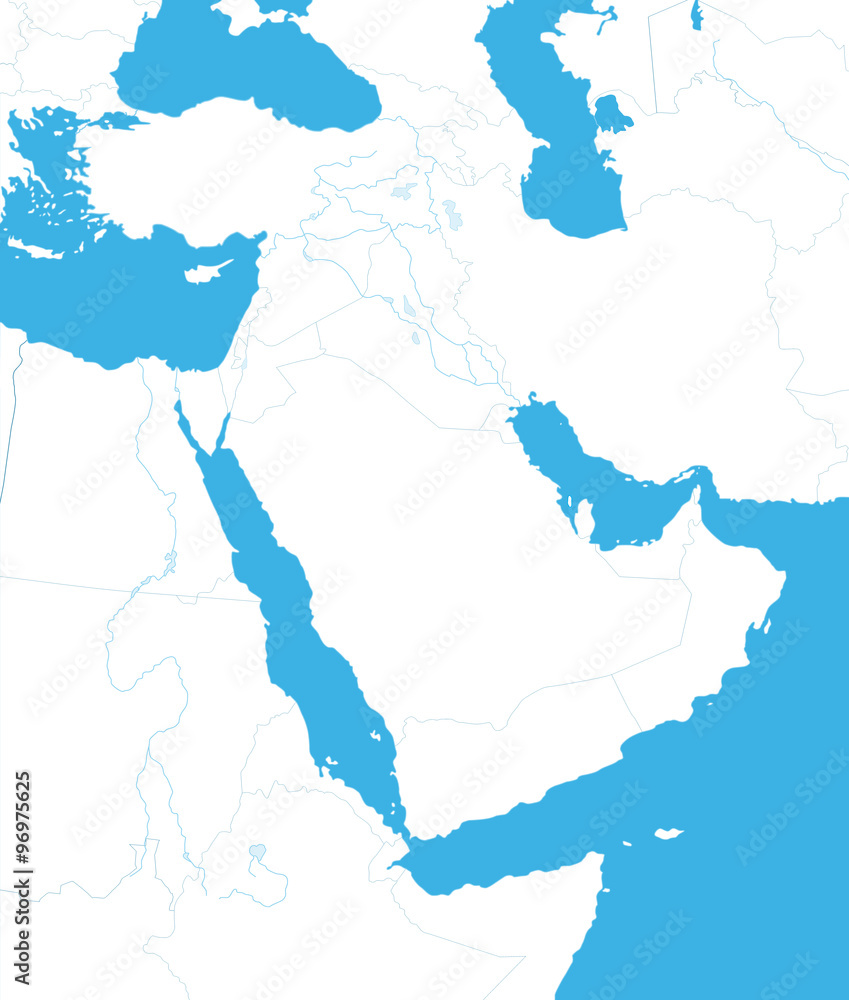 Outline Map of Middle East And Asia.