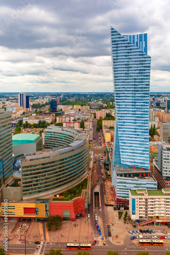 Aerial view of modern city in Warsaw, Poland #96975860
