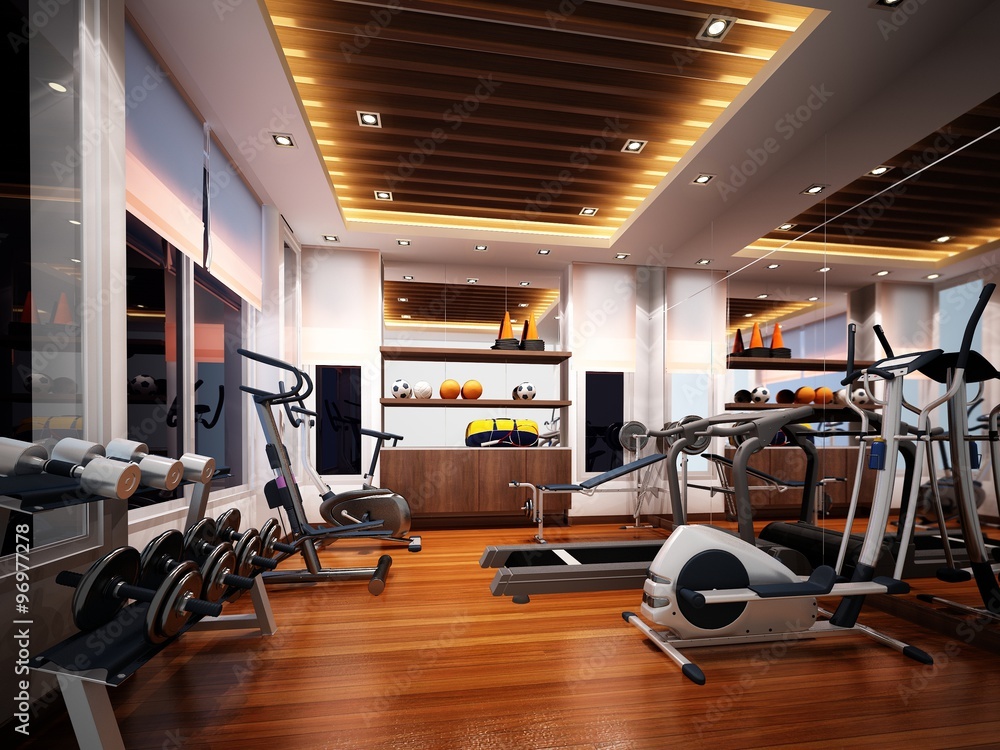 Fototapeta premium 3d render of interior fitness room