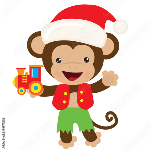 Christmas monkey vector illustration
