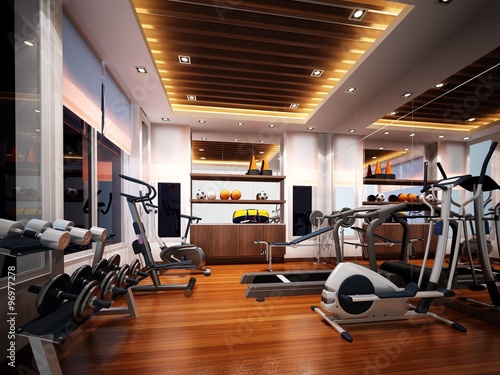 3d render of interior fitness room