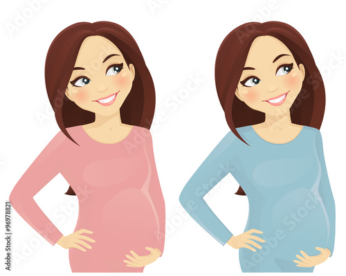 Pregnant woman thinking looking up