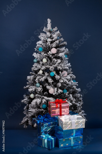 Wallpaper Mural Several gift boxes in blue colors on dark blue background near n Torontodigital.ca