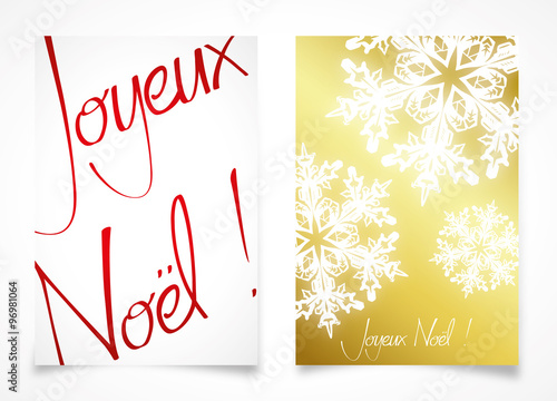 2 cartes de Noël - Version rouge et doré - Version française