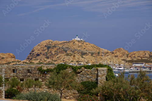 Ile Rousse  rock with lighthouse  Balagne  Northern Corsica  France  Europe
