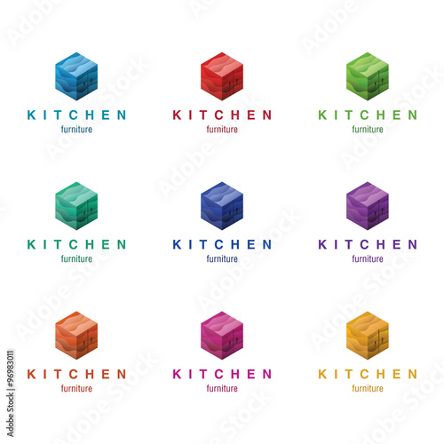 Furniture logo design concept (kitchen and other furniture). Different colors variant. Perfect for your business!