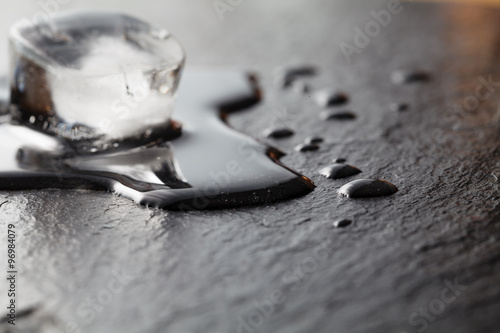 melted ice on slate plate