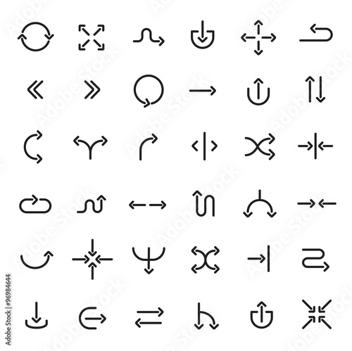 Thick line navigation arrows set