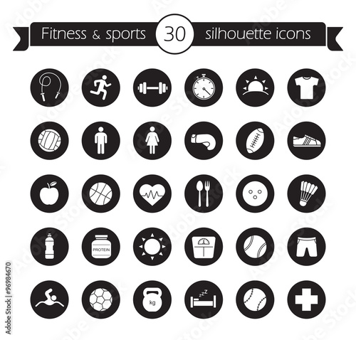 Fitness icons set. Black