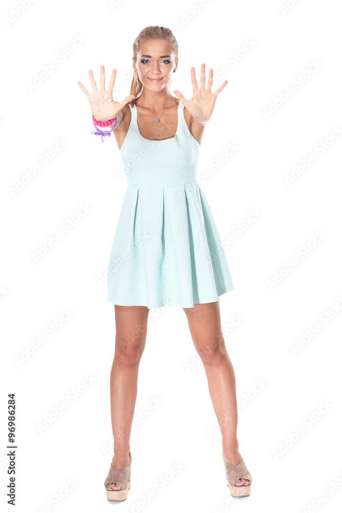 Attractive young woman full length portrait isolated on white background Attractive young woman full length portrait isolated on white background