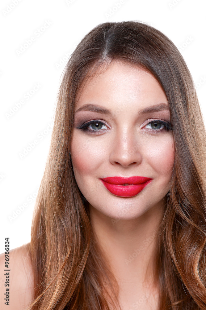 Portrait of beautiful young woman . Isolated on white background Portrait of beautiful young woman . Isolated on white background