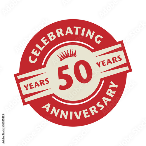 Stamp with the text Celebrating 50 years anniversary