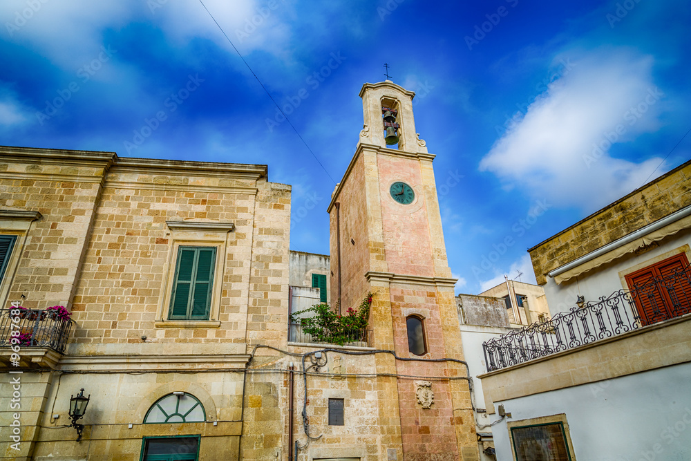 Clock tower in the historic center of Otranto