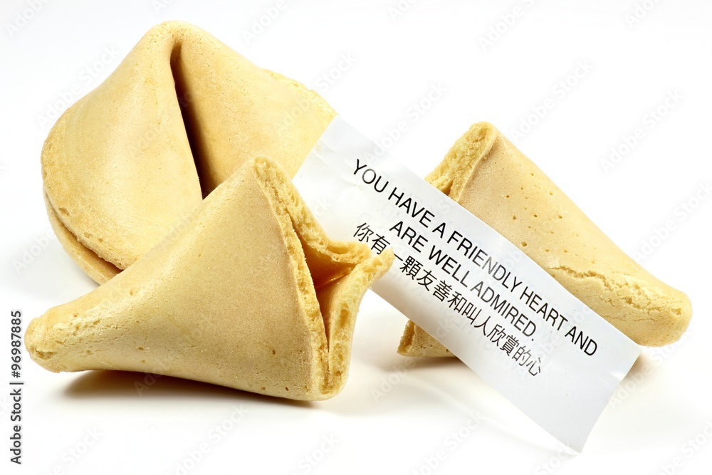 chinesische Glückskekse isoliert auf weißem Hintergrund StockFoto