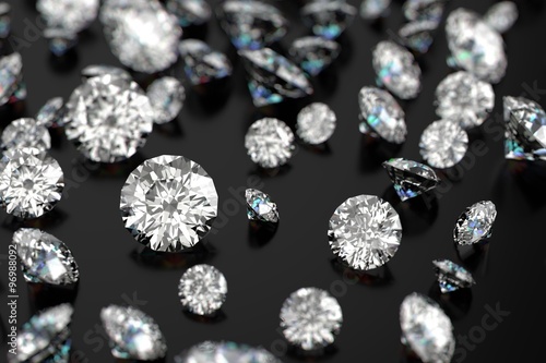 Luxury diamonds on black backgrounds