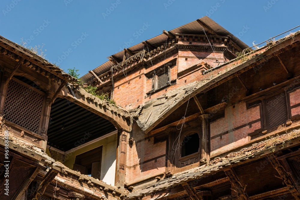 Closeup of ruined rooftops.
