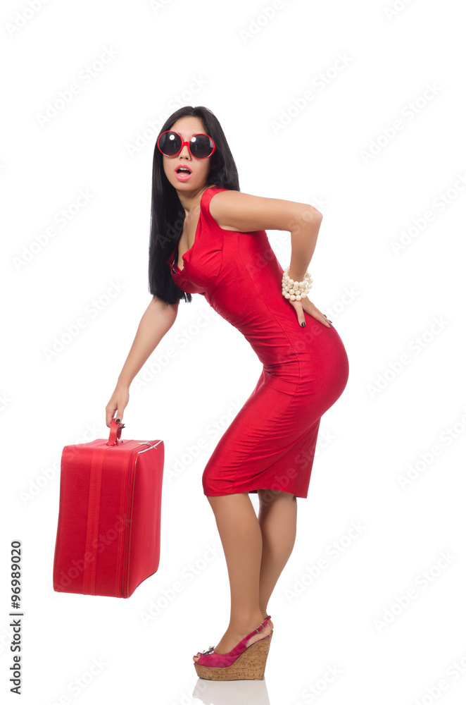 Woman with too heavy backpack