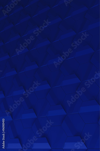 Dark blue hexagonal relief surface - vertical background