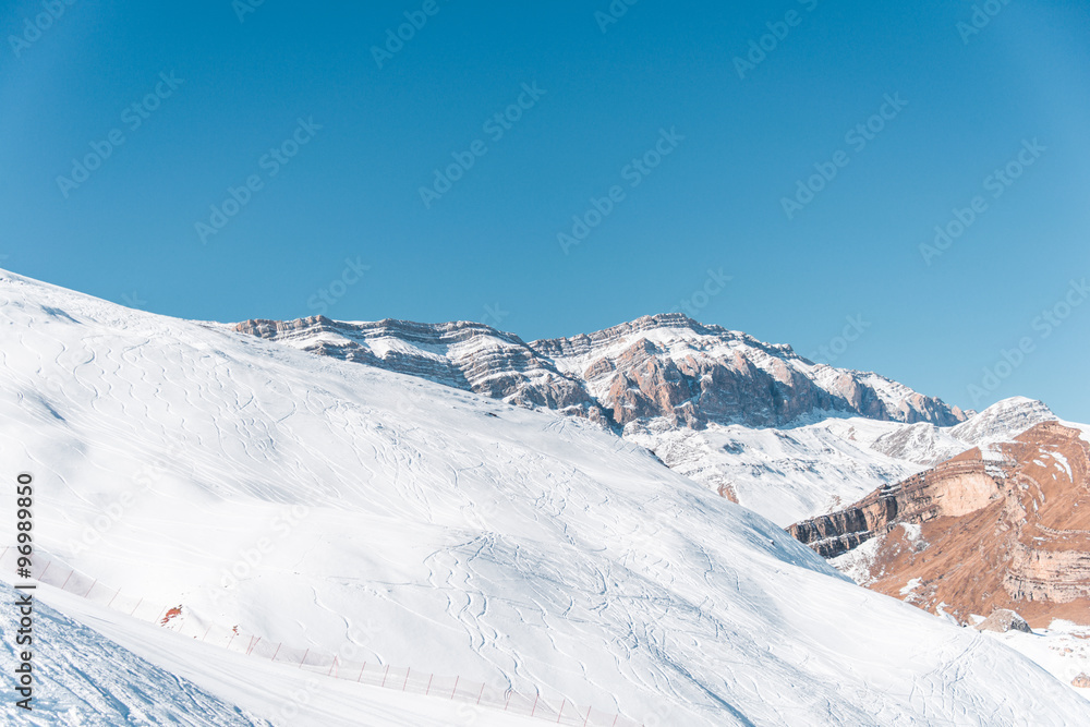 Winter mountains in Gusar region of Azerbaijan