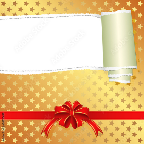 gift box with torn paper and transparent space insert for text