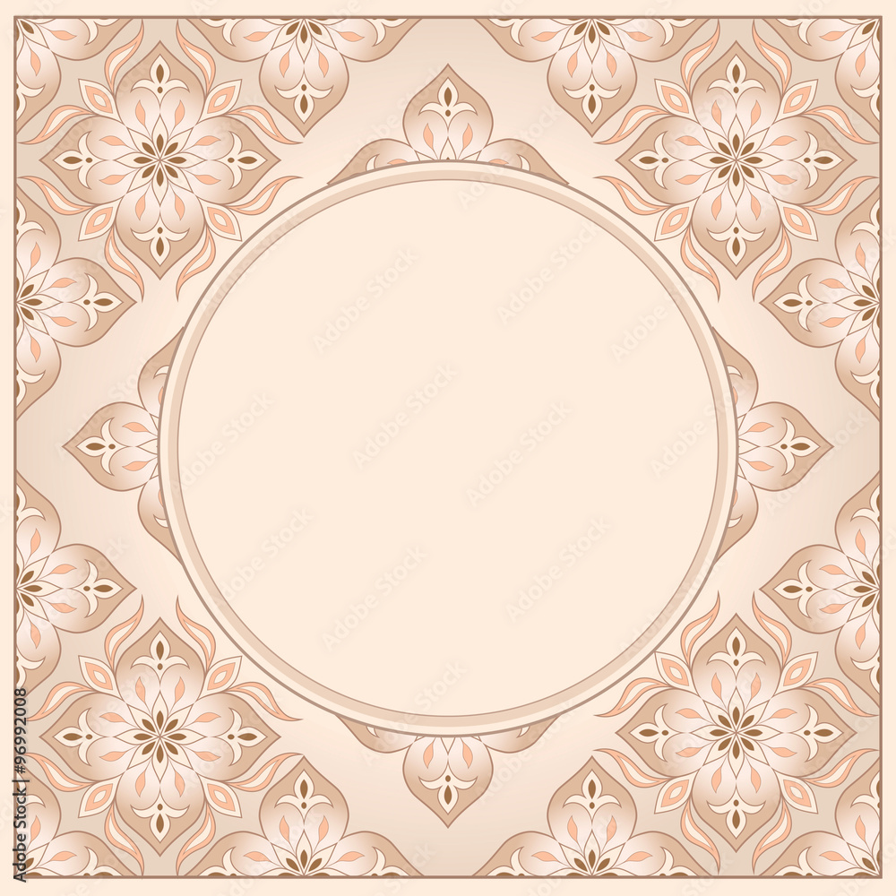 Filigreel frame on beige. Filigreel frame on beige.