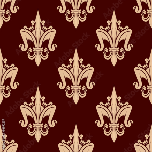 Beige and brown floral seamless pattern