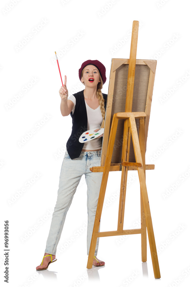 Woman artist isolated on the white Woman artist isolated on the white
