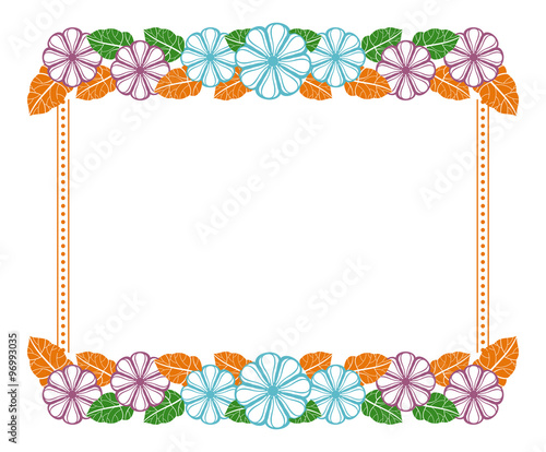 Horizontal frame with colorful flowers photo