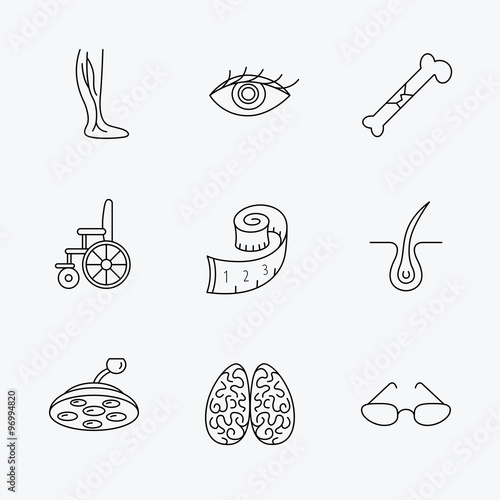 Vein varicose, neurology and trichology icons.