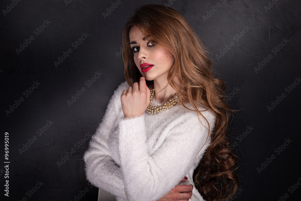 Beauty portrait of girl with long hair. Beauty portrait of girl with long hair.