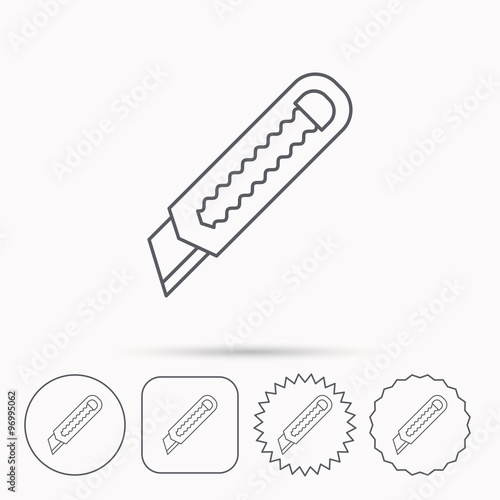 Paper knife icon. Cutter tool sign.