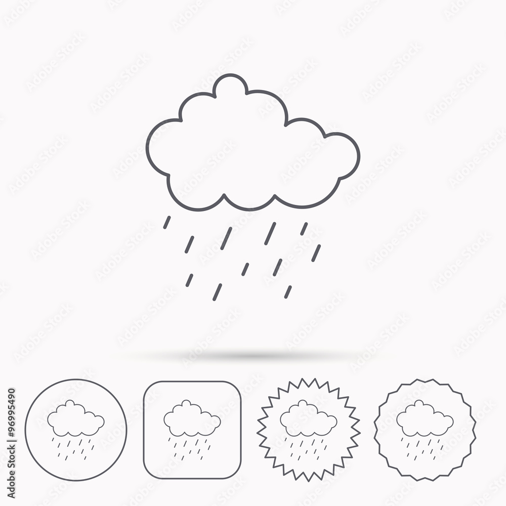 Rain icon. Water drops and cloud sign. Rain icon. Water drops and cloud sign.