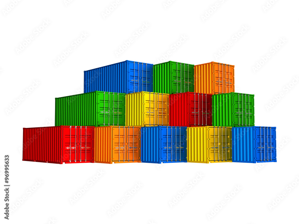 Colorful stacked cargo containers Colorful stacked cargo containers