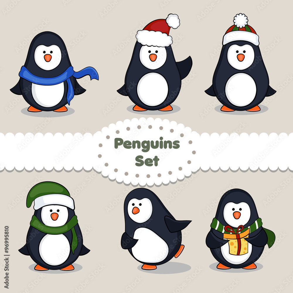 Fototapeta premium Penguins. Set.