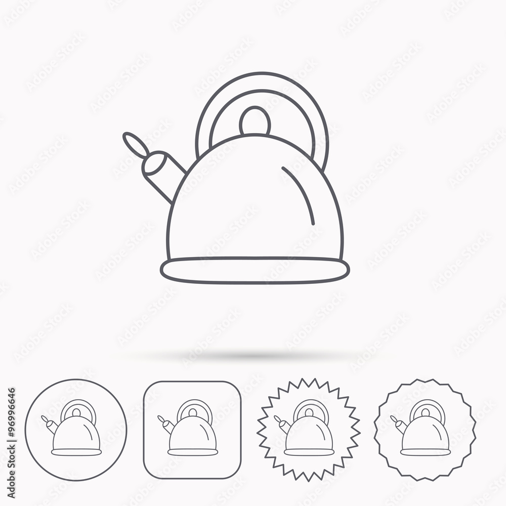 Fototapeta premium Teapot icon. Kitchen kettle sign.