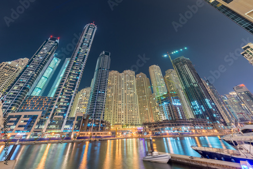 Dubai - AUGUST 9  2014  Dubai Marina district on August 9 in UAE. Dubai is fastly developing city in Middle East